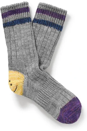KAPITAL Intarsia Cotton and Hemp-Blend Socks