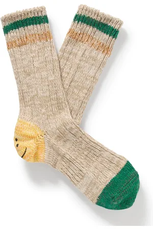 KAPITAL Intarsia Cotton and Hemp-Blend Socks