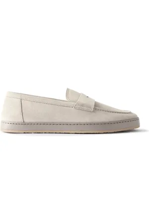 Brunello Cucinelli Washed-Suede Penny Loafers
