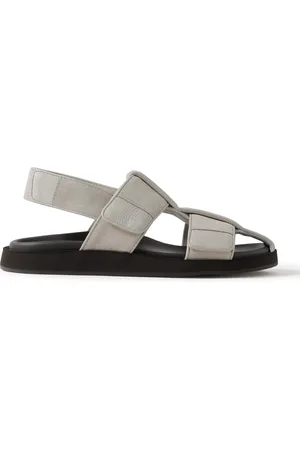 JOHN LOBB Milford Leather-Trimmed Suede Sandals