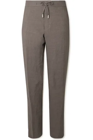 Mr P. James Straight-Leg Slub Linen Drawstring Trousers