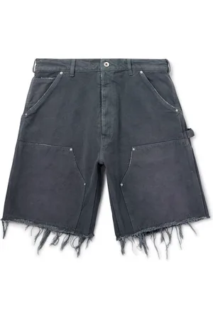 Maison Margiela Straight-Leg Panelled Frayed Cotton-Canvas Shorts