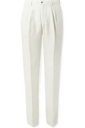 Boglioli Slim-Fit Pleated Herringbone Linen Suit Trousers