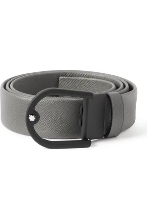 Montblanc 3.5cm Horseshoe Textured-Leather Belt