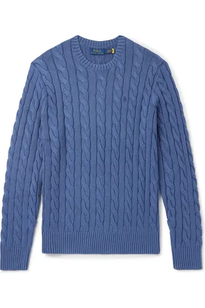 Ralph Lauren Logo-Embroidered Cable-Knit Cotton Sweater