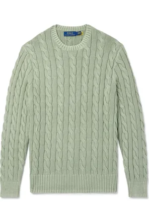 Ralph Lauren Logo-Embroidered Cable-Knit Cotton Sweater
