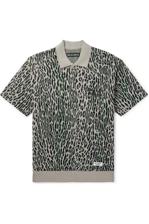 Wacko Maria Logo-Embroidered Leopard Cotton-Jacquard Polo Shirt