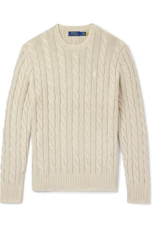 Ralph Lauren Logo-Embroidered Cable-Knit Cotton Sweater