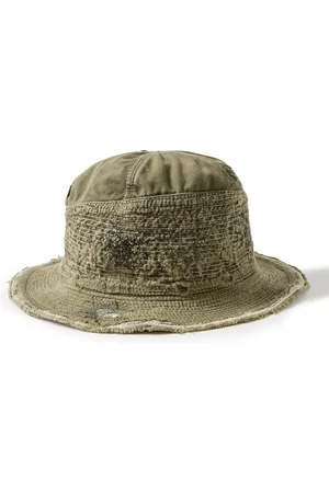 KAPITAL The Old Man and the Sea Distressed Buckled Cotton-Twill Bucket Hat