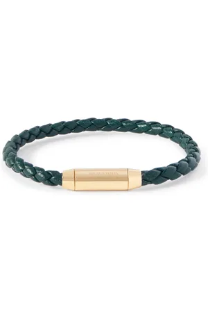 Bottega Veneta Intrecciato Leather and Gold-Plated Bracelet