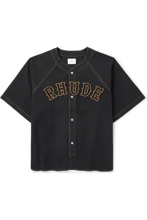 Rhude Logo-Embroidered Denim Baseball Shirt