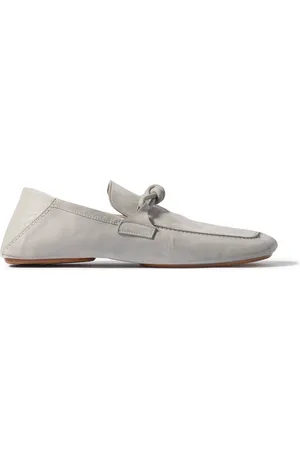 Bottega Veneta Knot-Detailed Leather-Trimmed Textured-Nubuck Loafers