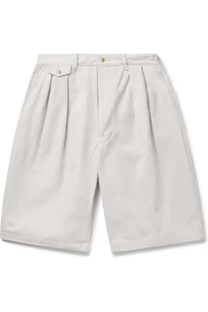 Beams Wide-Leg Pleated Cotton-Twill Shorts