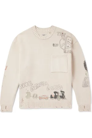 KAPITAL Distressed Printed Cotton Sweater