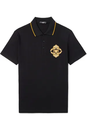 VERSACE Logo-Embroidered Cotton-Piqué Polo Shirt