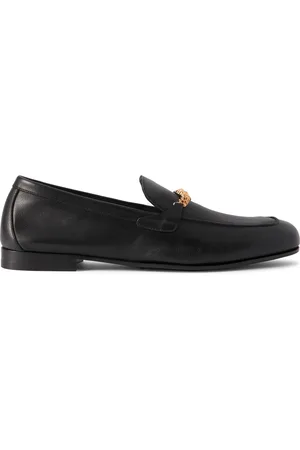 VERSACE Logo-Embellished Leather Loafers