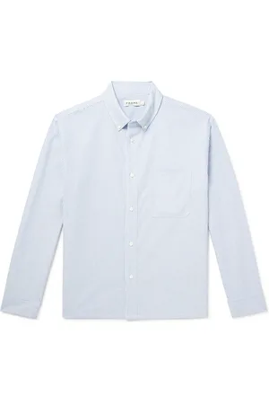 Frame Button-Down Collar Striped Cotton Shirt