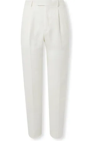 Ermenegildo Zegna Straight-Leg Pleated Linen-Twill Trousers