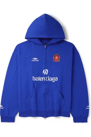 Balenciaga Oversized Logo-Print Appliquéd Cotton-Jersey Zip-Up Hoodie