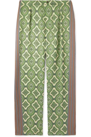 Etro Harlequin Straight-Leg Pleated Striped Paisley-Print Satin-Twill Suit Trousers