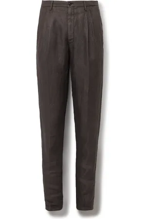 Boglioli Straight-Leg Pleated Herringbone Linen Suit Trousers