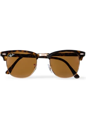 Ray-Ban Clubmaster Tortoiseshell Acetate and Gold-Tone Sunglasses