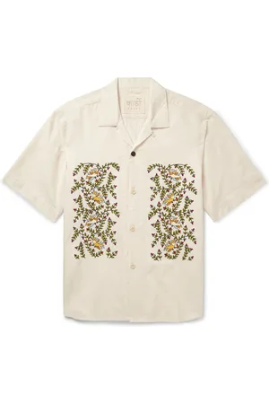 Kardo Ronen Convertible-Collar Embroidered Cotton Shirt