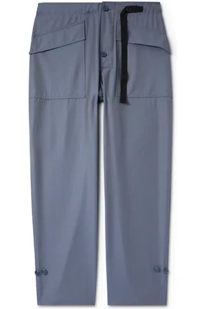 4SDESIGNS Tapered Belted Herringbone Wool Trousers