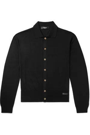 VERSACE Logo-Appliquéd Silk and Cotton-Blend Cardigan