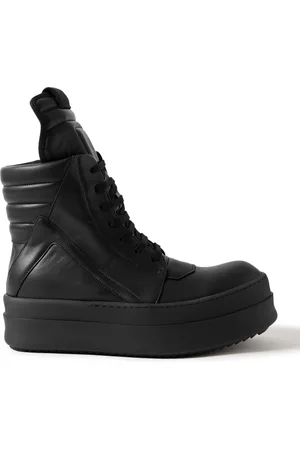 Rick Owens Mega Geobasket Leather High-Top Sneakers