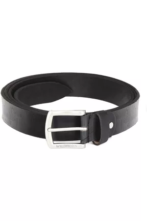 WildHorn Men Black Textured Leather Belt