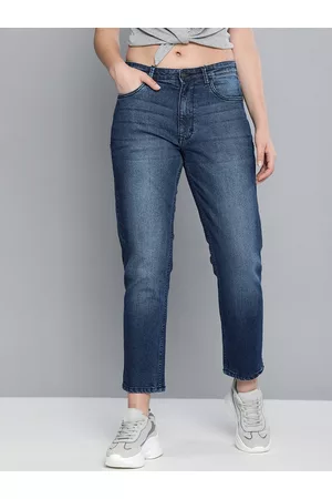 Mast & Harbour Women Blue Boyfriend Fit Mid-Rise Clean Look Stretchable Jeans