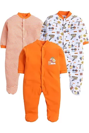 EIO Infant Kids Set Of 3 Printed Cotton Sleepsuit