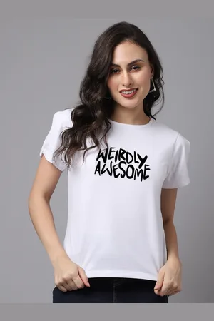 Friskers Women Typography Printed Slim Fit Cotton T-shirt