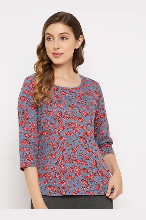 Clovia Women Printed Pure Cotton Lounge T-Shirt