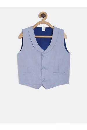 MINI KLUB Boys Blue Solid Waistcoat