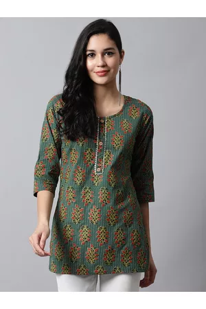 Women's Pure Cotton Short Kurti. Fashion Tip: Try wearing with a pair of  your favorite Jeans,