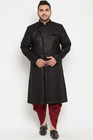 Vastramay Men Black & Maroon Slim-Fit Sherwani Set