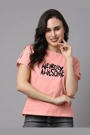 Friskers Women Typography Printed Slim Fit Pure Cotton T-shirt