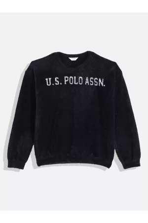 Ralph Lauren Girls Black Brand Logo Print Pullover