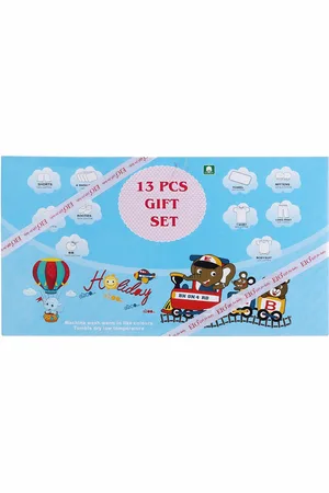 EIO Unisex Kids Polka Dot Printed Peach Coloured Apparel Gift Set Pack Of 13