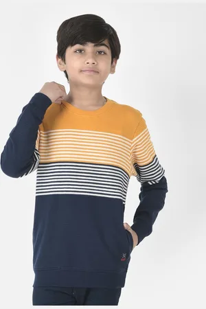 Crimsoune Club Boys Cotton Striped Sweatshirt