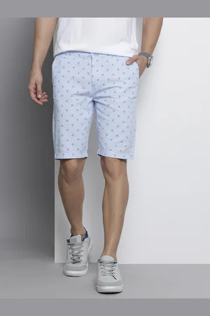 The Indian Garage Co Men Blue Printed Slim Fit Cotton Chino Shorts