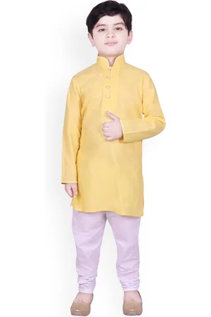 SG Boys Yellow & White Solid Kurta with Pyjamas