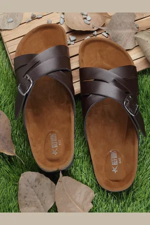 REFOAM Men Brown & Black Comfort Sandals