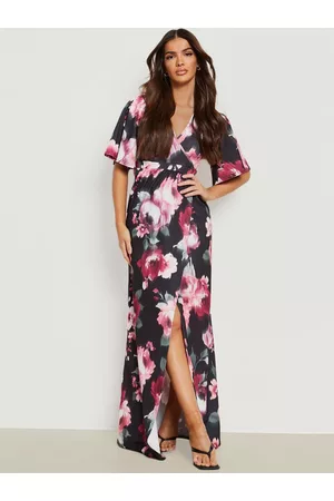 Boohoo Floral Printed Maxi Wrap Dress