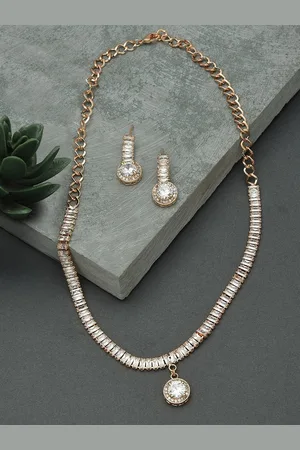 Zaveri Pearls Rose Gold-Plated CZ-Studded & Beaded Jewellery Set