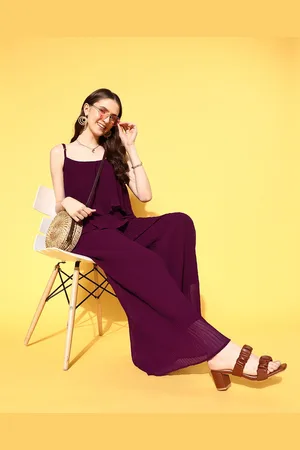 RAJGRANTH Women Solid Ruffles Top With Palazzos