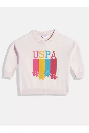 Ralph Lauren Girls Off White Printed Pure Cotton Pullover