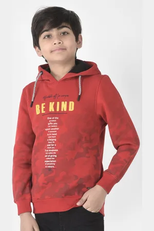 Crimsoune Club Boys Printed Hooded Cotton Sweatshirt